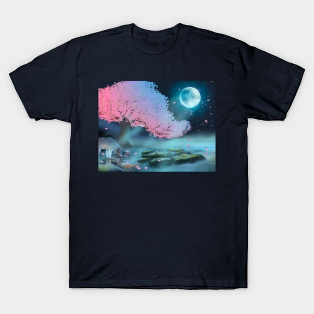 Moonlight wolf scenery T-Shirt by The_Moose_Art